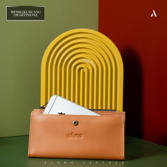 Dompet Panjang Kulit Wanita Branded Alona Evelyn Leather Wallet Bahan 100% Kulit Sapi Asli Original Premium Cewek Terbaru