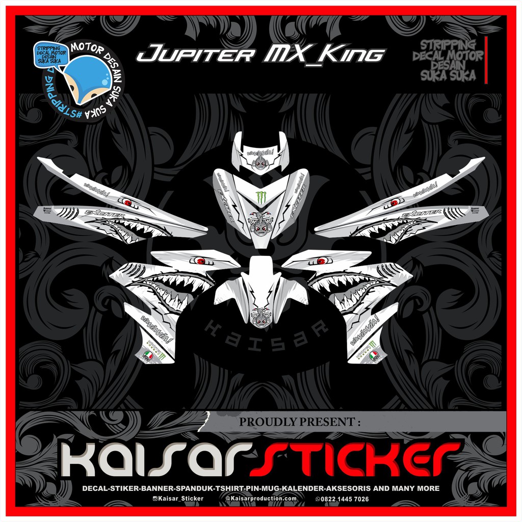 Decal Sticker Motor full body Stiker Yamaha Mx King 150 SHARK PUTIH