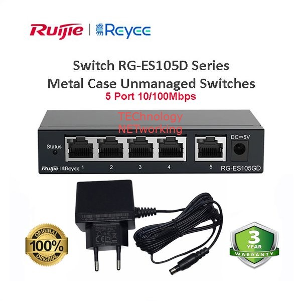 Ruijie Reyee RG-ES105GD 5-Port Gigabit Unmanaged Desktop Switch