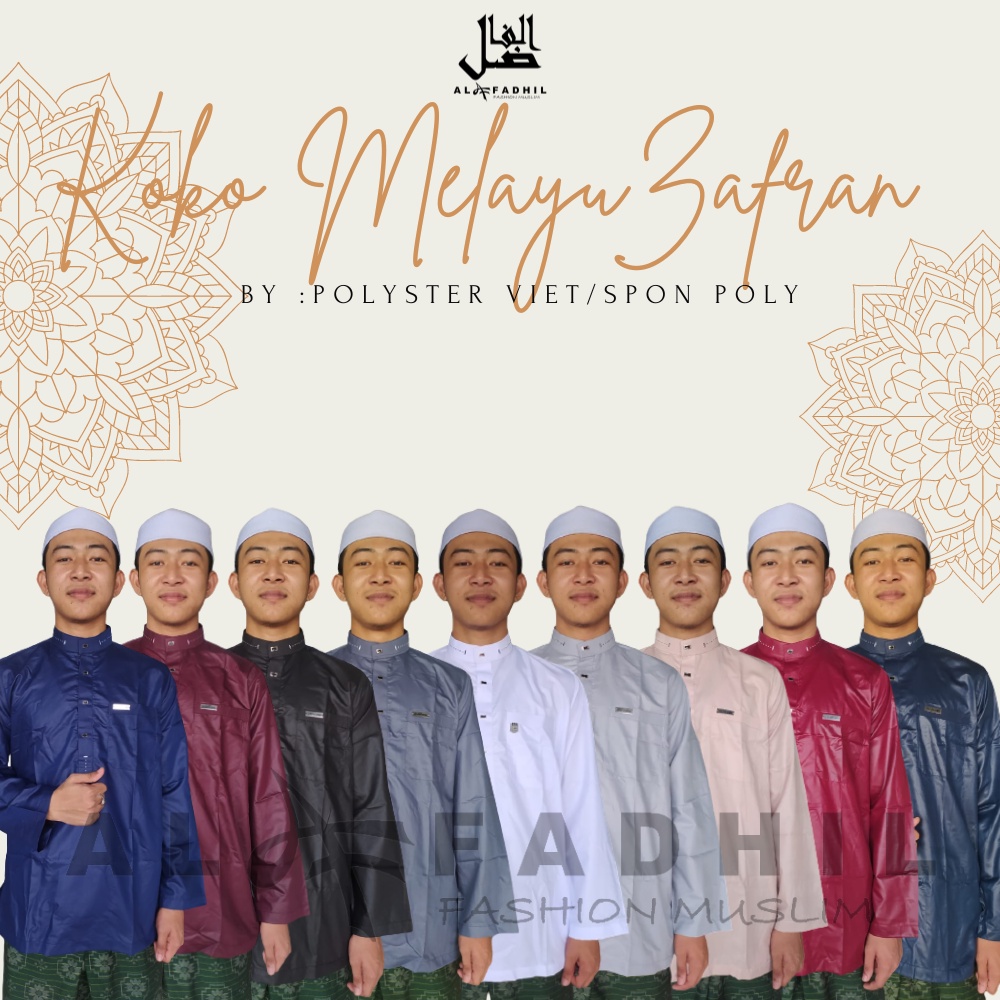 AL FADHIL KOKO MELAYU ZAFRAN Koko Dewasa Atasan Muslim Pria Koko Pria Fashion Muslim Baju Koko Pria 
