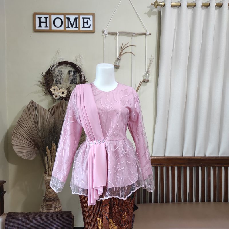 KEBAYA SELENDANG LAMARAN, WISUDA, DOMAS, BRIDESMAID (ATASAN SAJA)-Dusty Pink