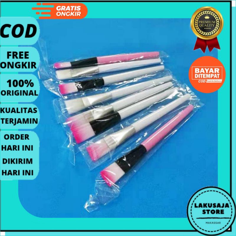 KUAS MASKER WAJAH + PLASTIK  KUAS MASKER WARNA PINK