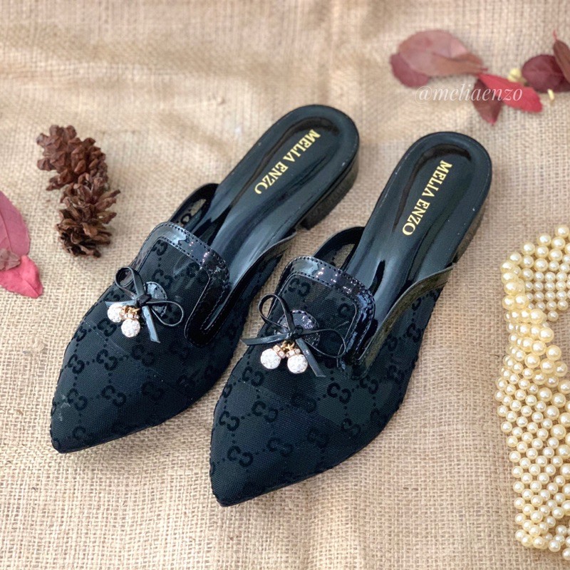 Sandal Slop Motif | Sandal Brukat Flat