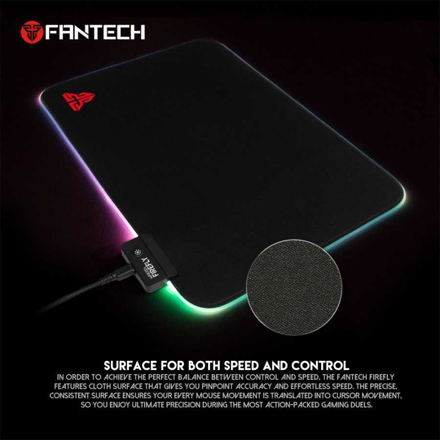 Mousepad Fantech MPR351 MPR-351 Firefly RGB Led - Gaming - Cloth - Ori