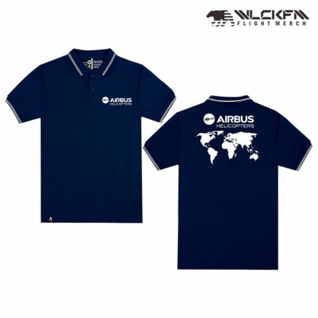 Baju Polo Distro Penerbangan AIRBUS HELICOPTER Warna Navy Blue Dengan Bahan COTTON COMBED 30S
