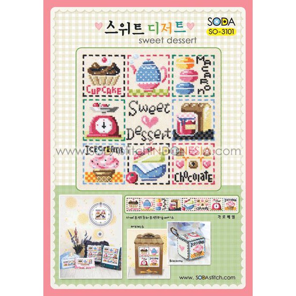 Paket DIY Craft Sulam Kristik Strimin Cross Stitch Sodastitch SO-3101 - Sweet Dessert Food