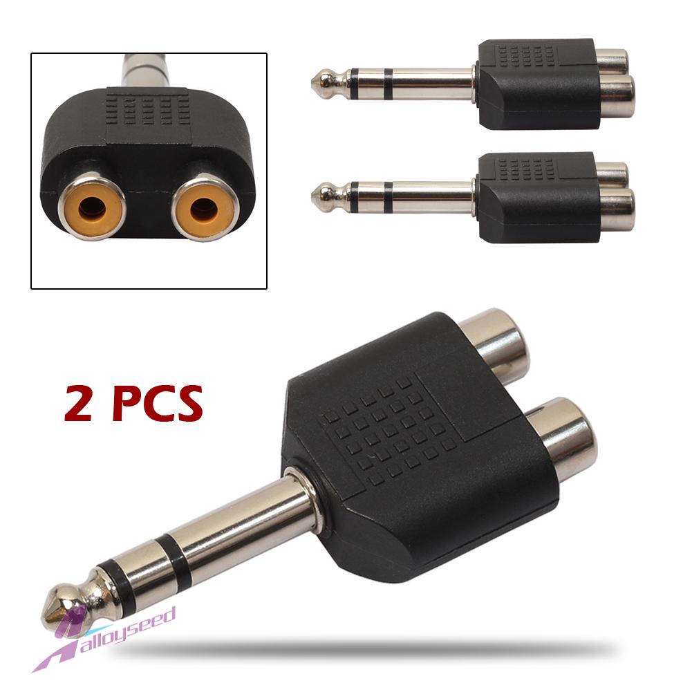 2x Stereo 6.35mm 1//4/" 1 Male Plug to 2 Mono Female Jack Audio Y Splitter Adapter