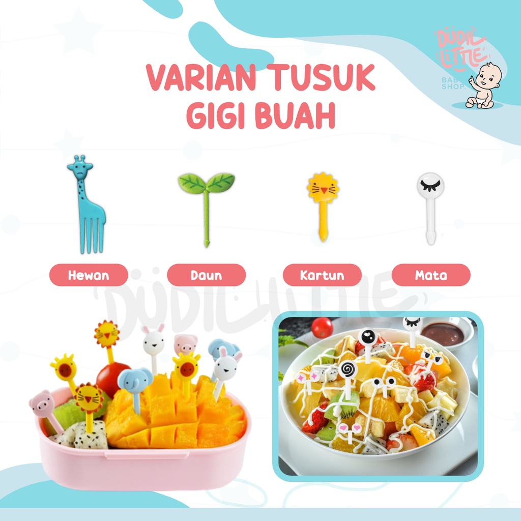 Bento Set Tusuk  Buah Desain Kartun Mata Mini Bahan Plastik Untuk Makan Anak