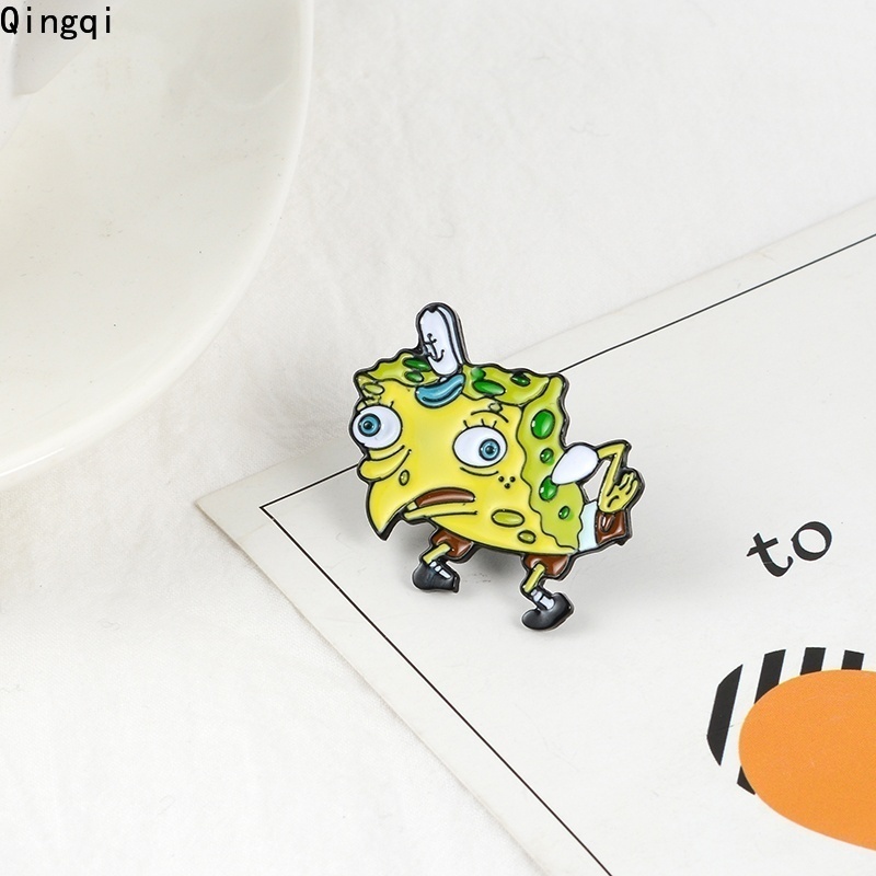 Bros Pin Enamel Bentuk Kartun Sponge Meme Untuk Tas Jeans