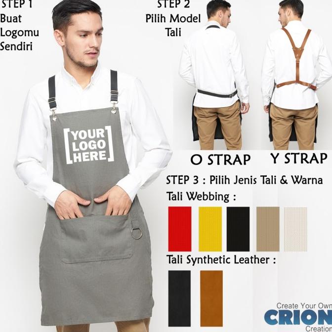 Celemek Apron Barista / Barber / Chef fully customize logo by Crion