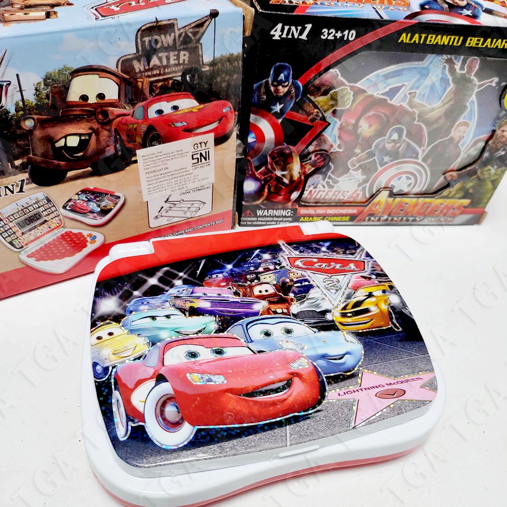 Laptop Mini 2 &amp; 4 Bahasa Karakter Princess Hello Kitty Transformers Thomase Ben 10 Fairy Peri Cars Avenger