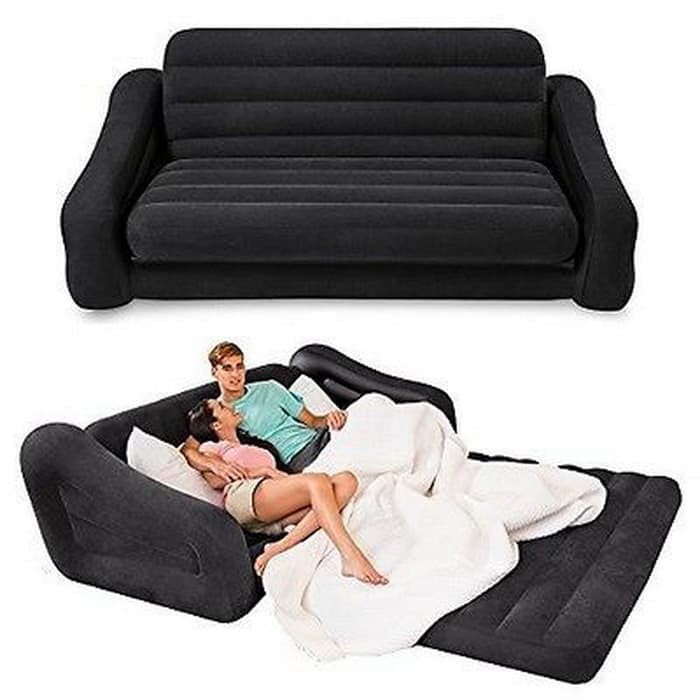 Intex Pull Out 2 in 1 Sofa Bed Hitam. Sofa Angin Lipat Pompa Tiup