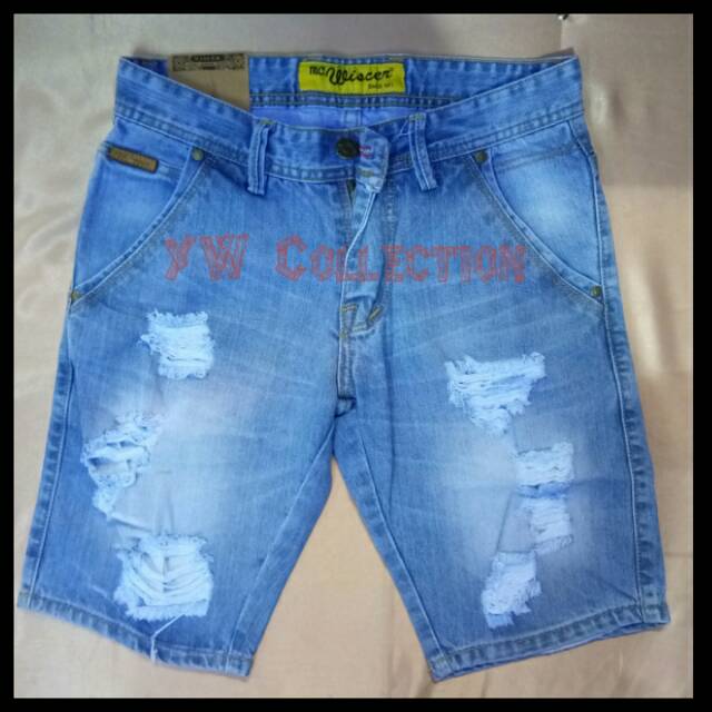 Celana Jeans Pendek Pria ripped - celana Pendek jeans sobek lapis fashion - celana robek distro 2024