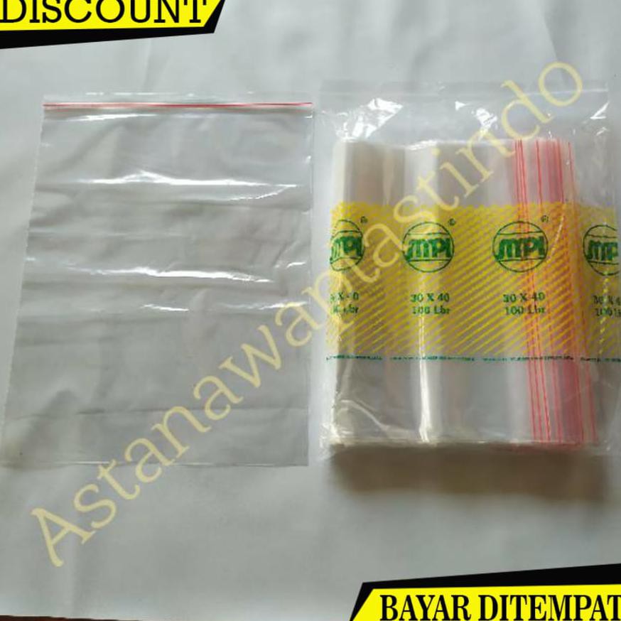 

(BAYAR DITEMPAT) PLASTIK KLIP 30X40 100 LEMBAR ZIPPER / ZIPLOCK 30 X 40 SMPI POLOS TANPA SABLON