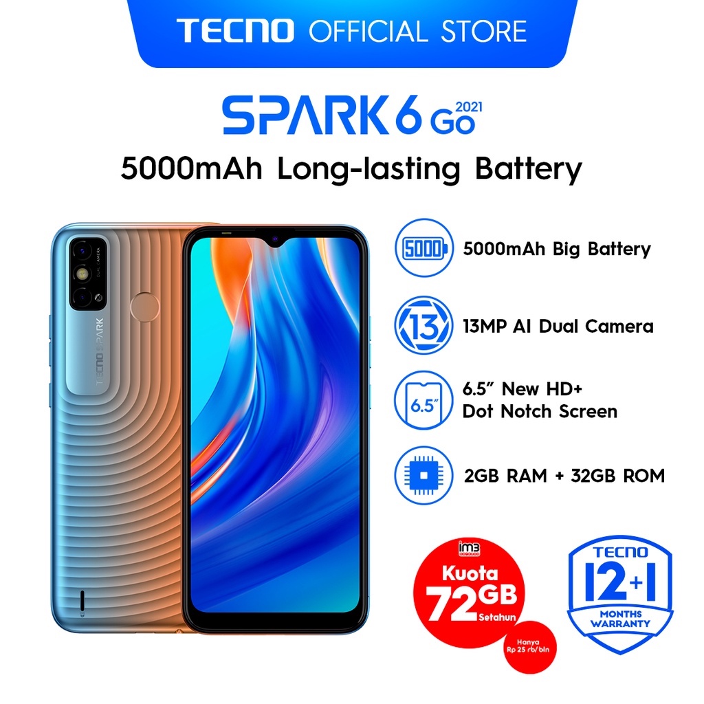 Jual Tecno Spark 6 Go [2021] 2GB+32GB 3GB+64G | Shopee Indonesia