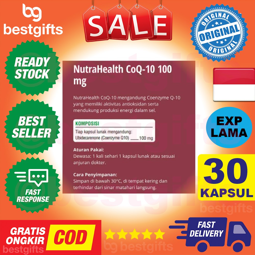 NUTRAHEALTH NUTRA HEALTH COQ10 COENZYME CO Q10 100 MG IMUN TUBUH KESEHATAN JANTUNG MIGRAIN 30 KAPSUL