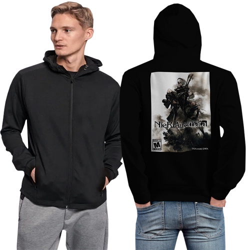 Jaket Hoodie Nier Automata New Hoodie Ritsleting Hoodie Casual Unisex New Hoodie Zipper Bahan Katun 