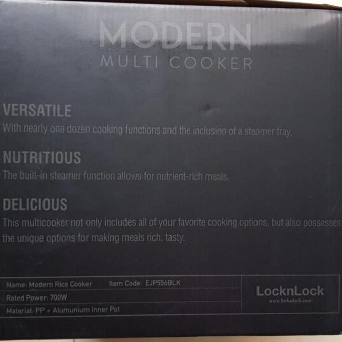 Lock N Lock Modern Multi Cooker 700W Rice Cooker, Steamer, Oven Ori