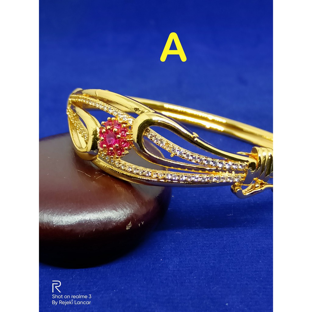 GELANG BANGKOK PERMATA ZIRKON LAPIS EMAS 18K