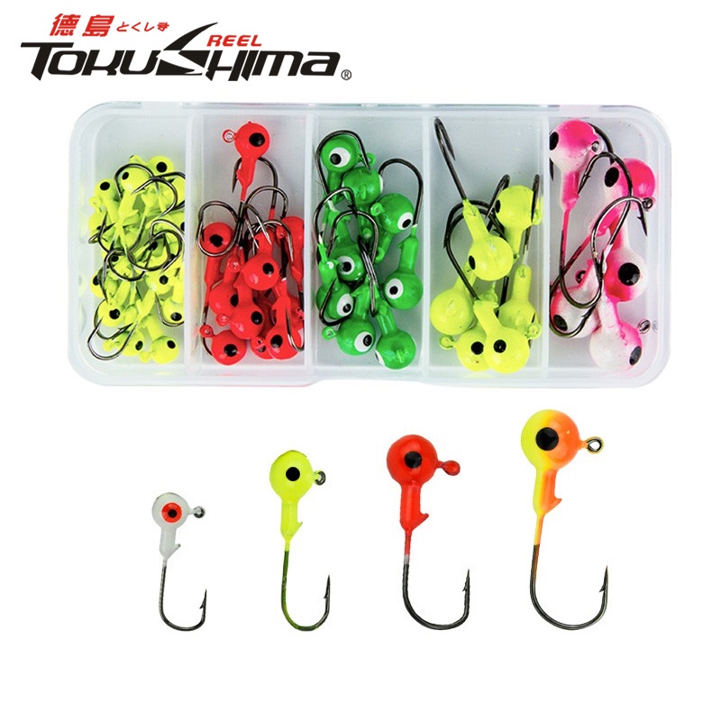 35Pcs/box Jig Big Hooks Lead Round Head Fishing Lures Jigs Hooks 2G-3.5G-5G-7G-10G Fishing Hook Colors Fishhooks