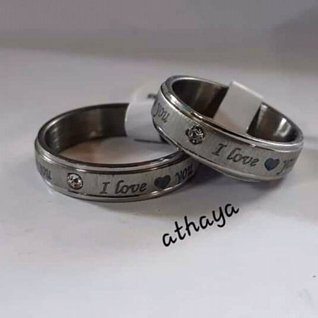 cincin couple nama,Titanium silver love termurah