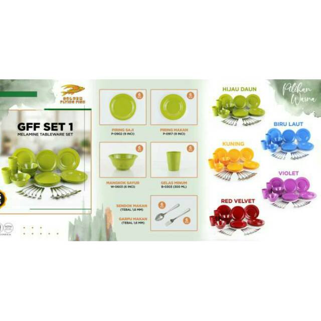 Melamin set Golden Flying Fish / GFF SET 36 PCS