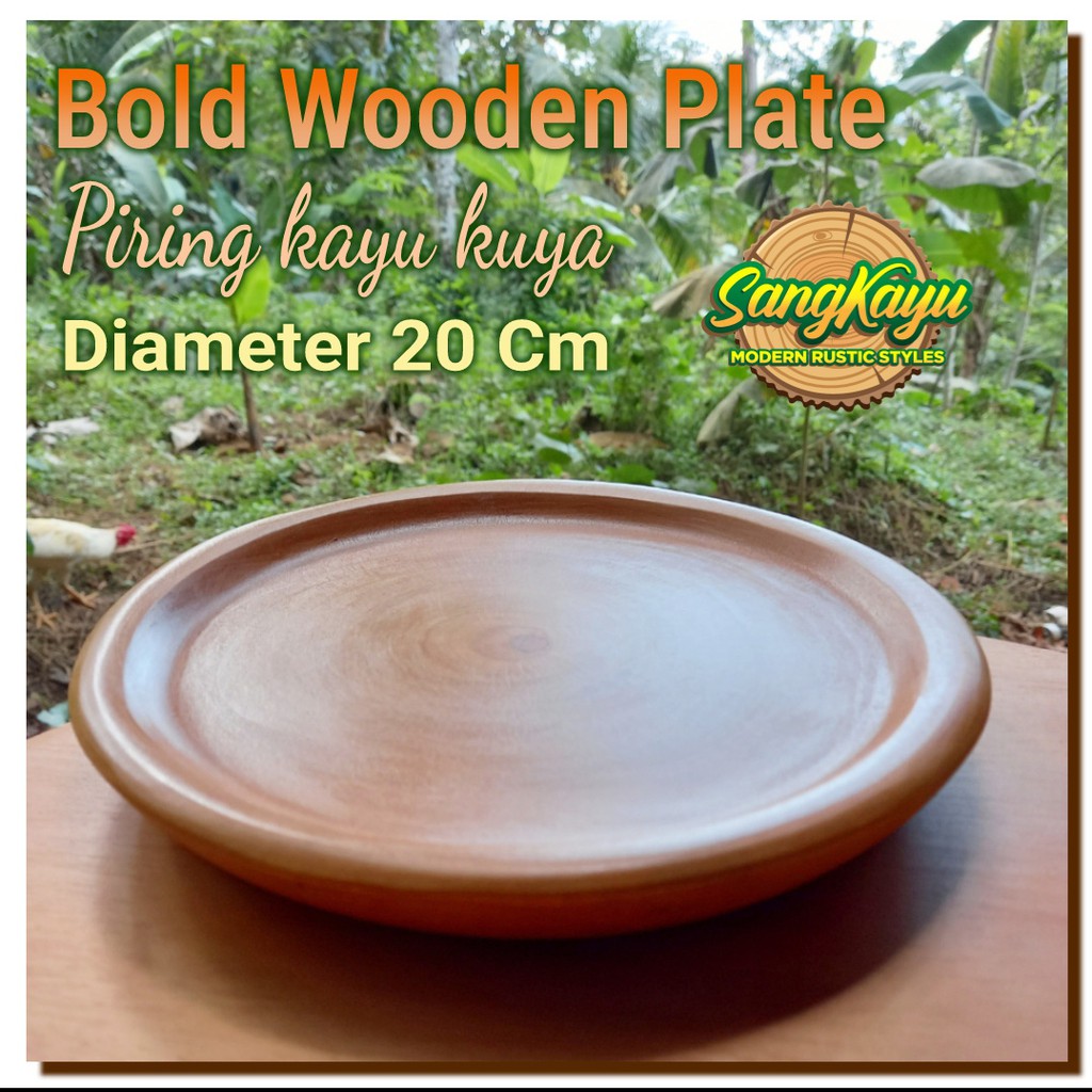 Wooden plate Bold 20 Cm Piring kayu Wooden tray nampan mangkok saji