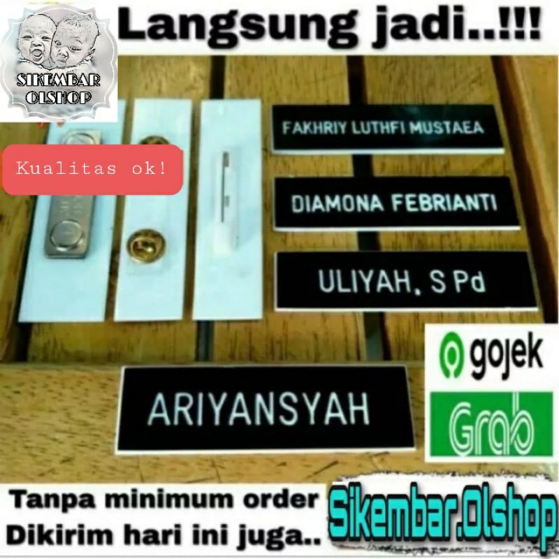 

Papan Nama Dada PDH PNS Siswa Akrilik / Name Tag Gravir PENITI, MAGNET & PAKU. Kualitas Terbaik !