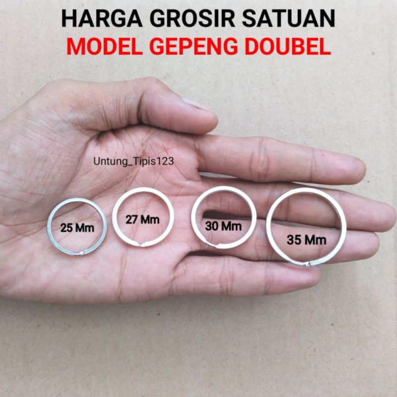 Ring gantungan kunci gepeng double banyak ukuran Ring bulat Tebal Ganci