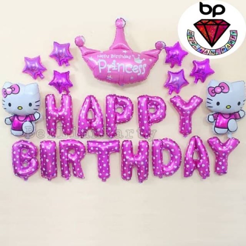 Jual PAKET Dekorasi Set Balon Happy Birthday Hello Kitty Pink | Shopee ...