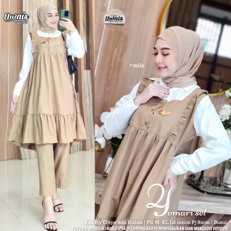 Baju Setcel Katun Crepe • YOMARI SET By UWAIS HIJAB