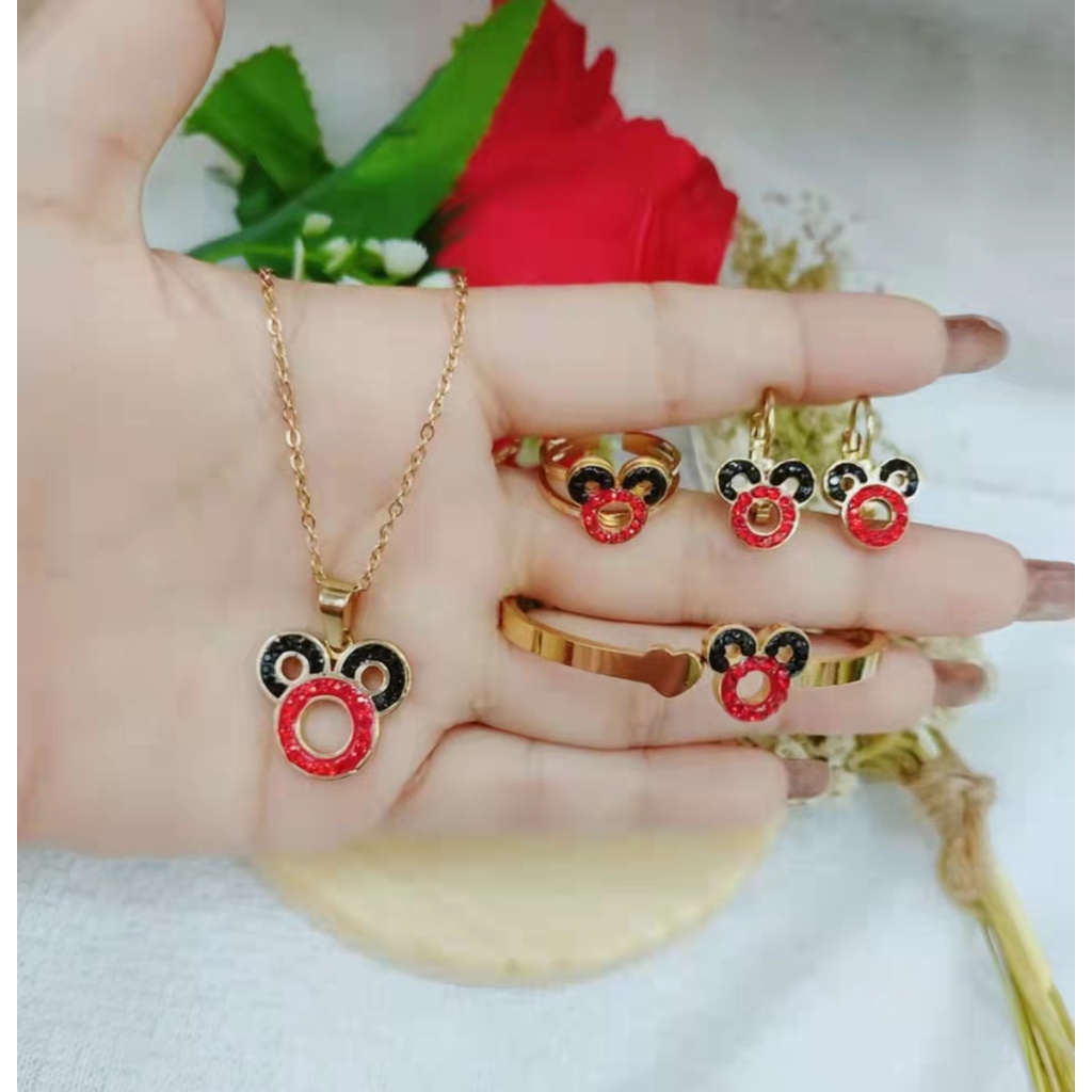 Titanium Set Anak Permata Fashion Kalung/Gelang/Anting/Cincin B120-122