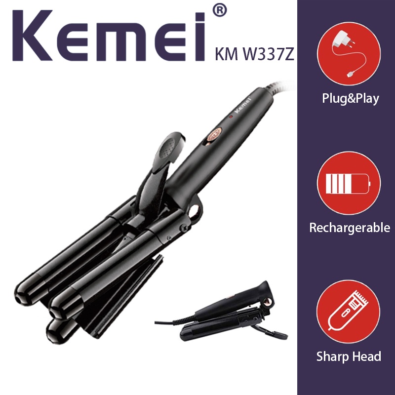 Kemei KM-W337Z Cake Tube Hair Curlers Three Big Water Ripple Rod Electric Coil To Beautify Hair Doesn't Hurt To Send