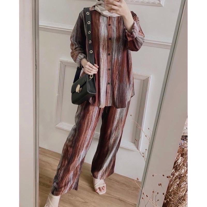 DAILY SET BAJU TIDUR PAJAMAS ONE SET SETELAN RAYON VISCOSE TIE DYE MOTIF A-TAMORA ONESET