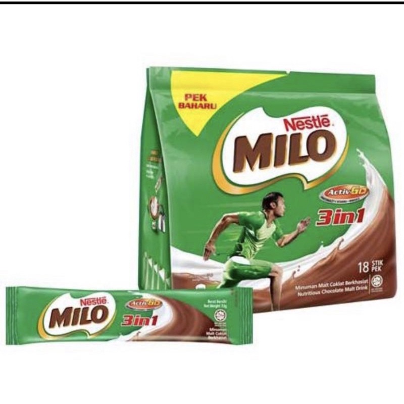 

[TERMURAH] MILO STIK 18 3 IN1 ORI MALAYSIA (MILO SACHET )