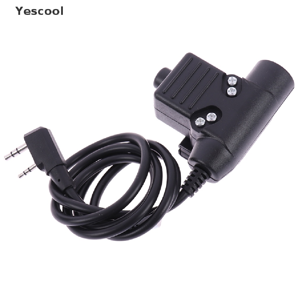 Yescool Z-TAC U94 Headset PTT Radio Militer 2 Pin Warna Hitam Untuk Kenwood