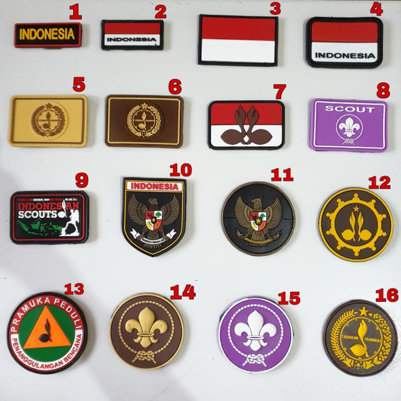 PATCH RUBBER LOGO PRAMUKA/SCOUT/RESCUE/TEMPELAN EMBLEM KARET VELCRO