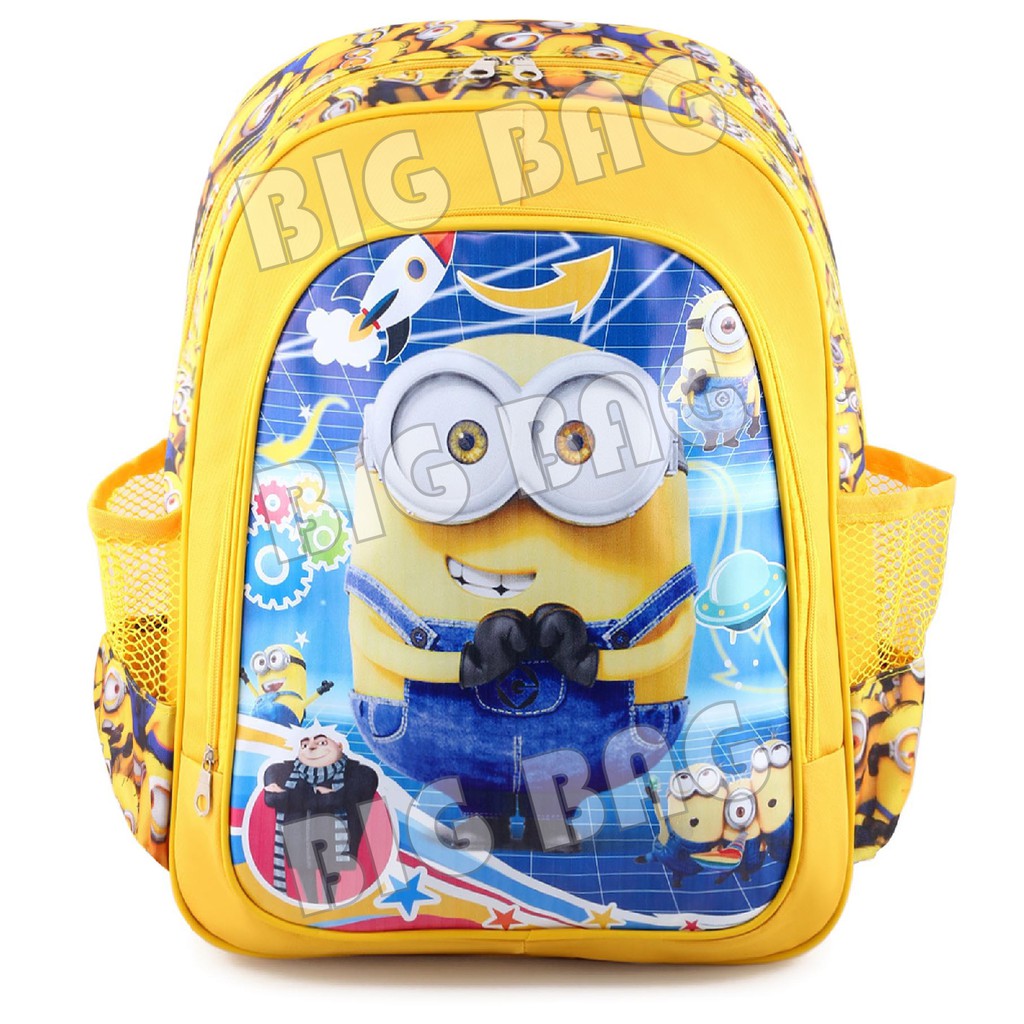 Tas Ransel Anak MINION - Present - Yellow + FREE Botol Minum &amp; Lunchbox RTM