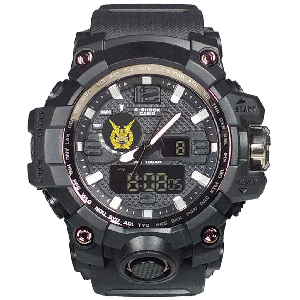 (Istimewa Bossque) Jam LOGO TNI - AU Double Time Full Black (Exclusive)