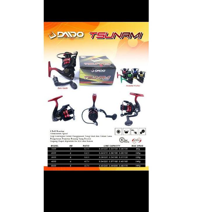 ☎ reel daido tsunami pilihan 1000 2000 3000 4000 6000 ❊
