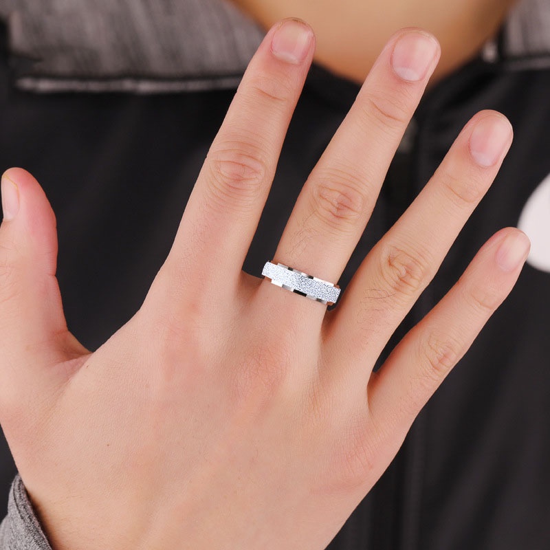 Cincin Bahan Stainless Steel Lapis Silver Untuk Pria Dan Wanita