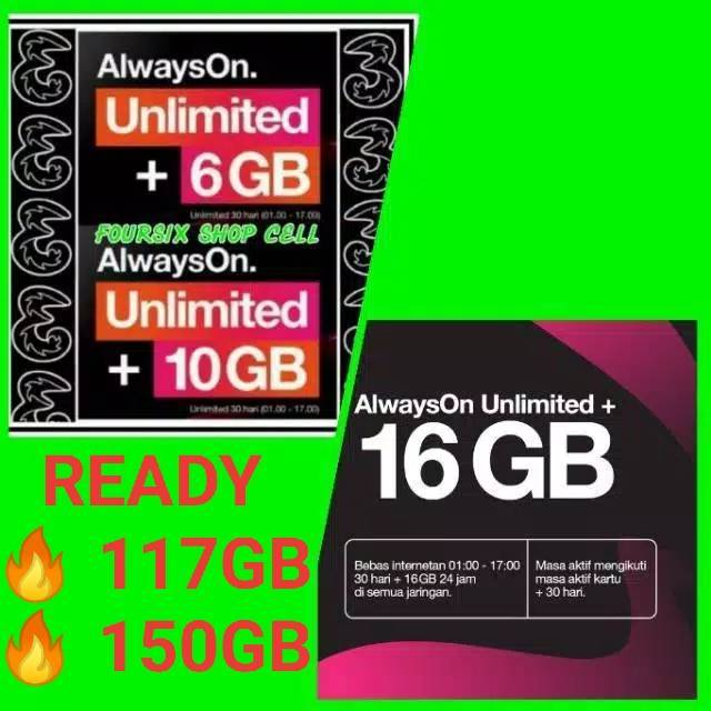 Paket Kuota Internet Tri Aon Unlimited 16gb 10gb 6gb Home 117gb 150gb Terbaru Three 66gb 33gb 3g 4g Shopee Indonesia