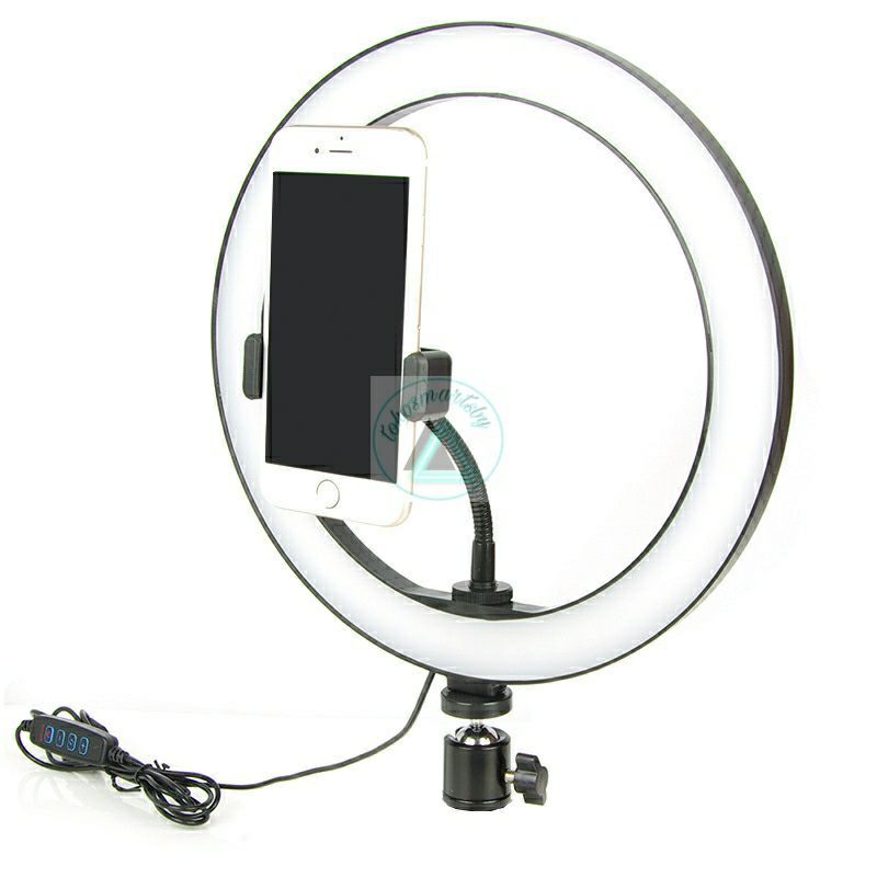 Lampu Tik Tok RGB / Ring Light RGB 26 cm with Phone Holder / 10 warna Lampu