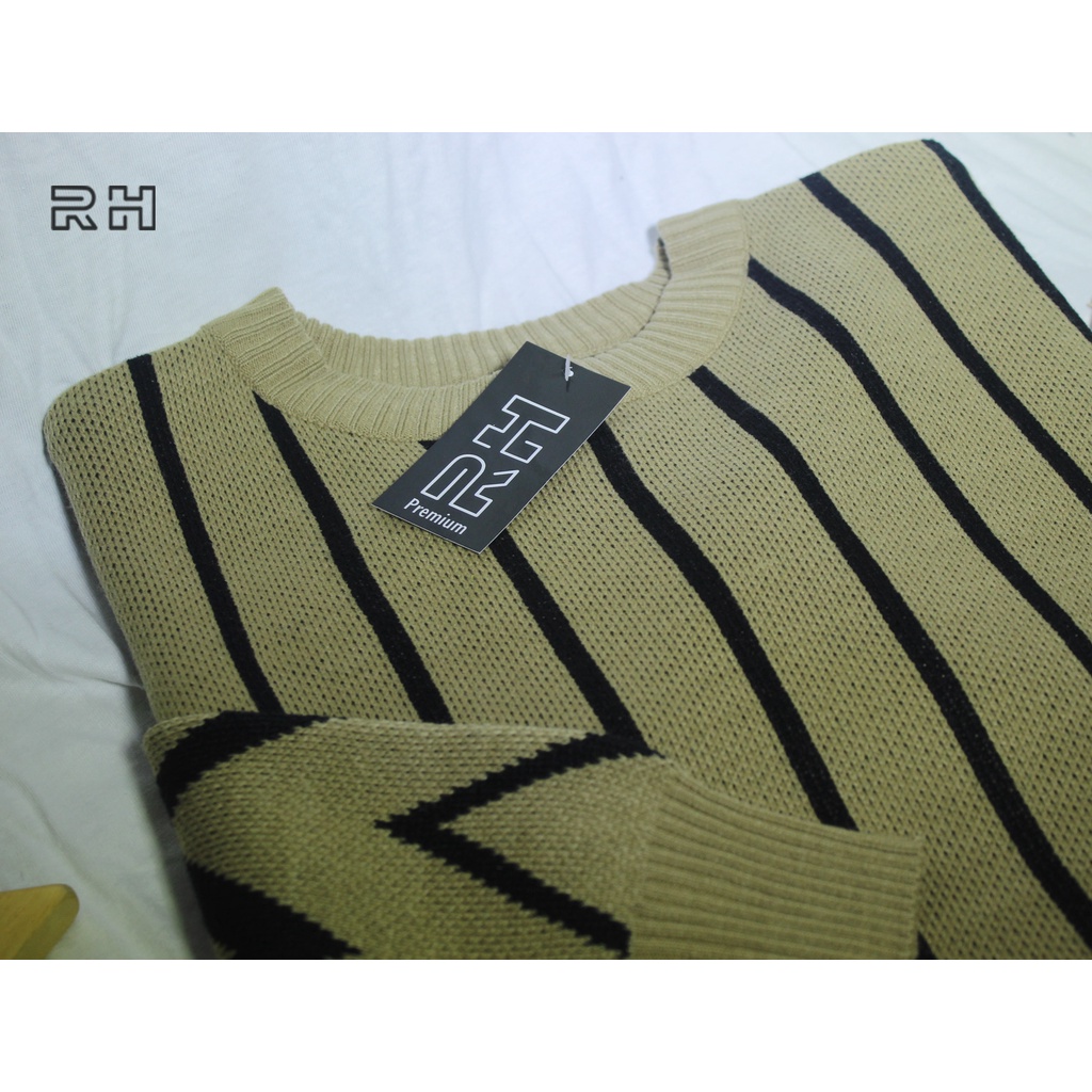 RH - SWEATER BAJU RAJUT PREMIUM KNITWEAR WANITA GARIS ZIG ZAG ALL SIZE LEMBUT TEBAL ORIGINAL