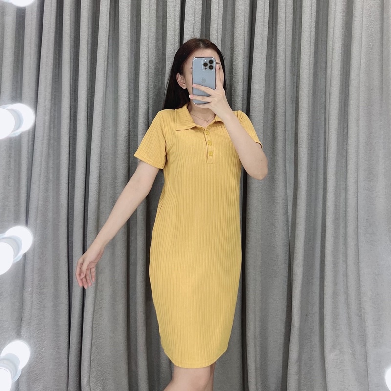 Dress knit collar v neck 260 | Dress bodycon knit