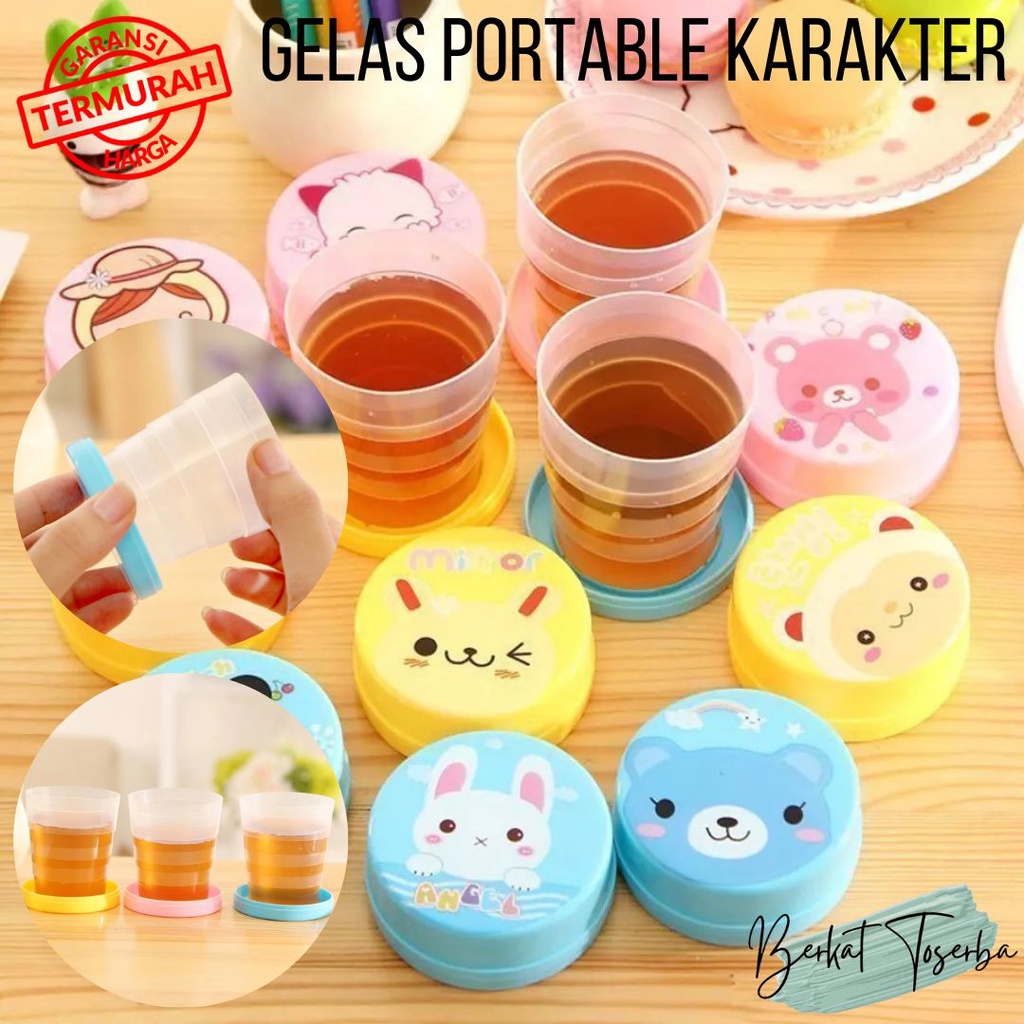 berkattoserba Gelas Lipat Plastik Portable Travel Telescopic Cup Plastic