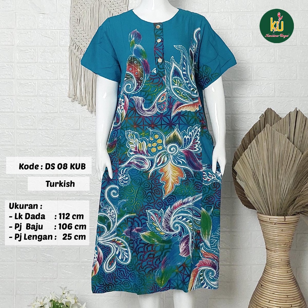 Bisa COD DS08 KUB | Daster Batik Kencana Ungu Asli Label Biru | Baju Santai Tidur Wanita Dewasa Kancing Depan Busui Friendly Motif Terbaru-Turkish B