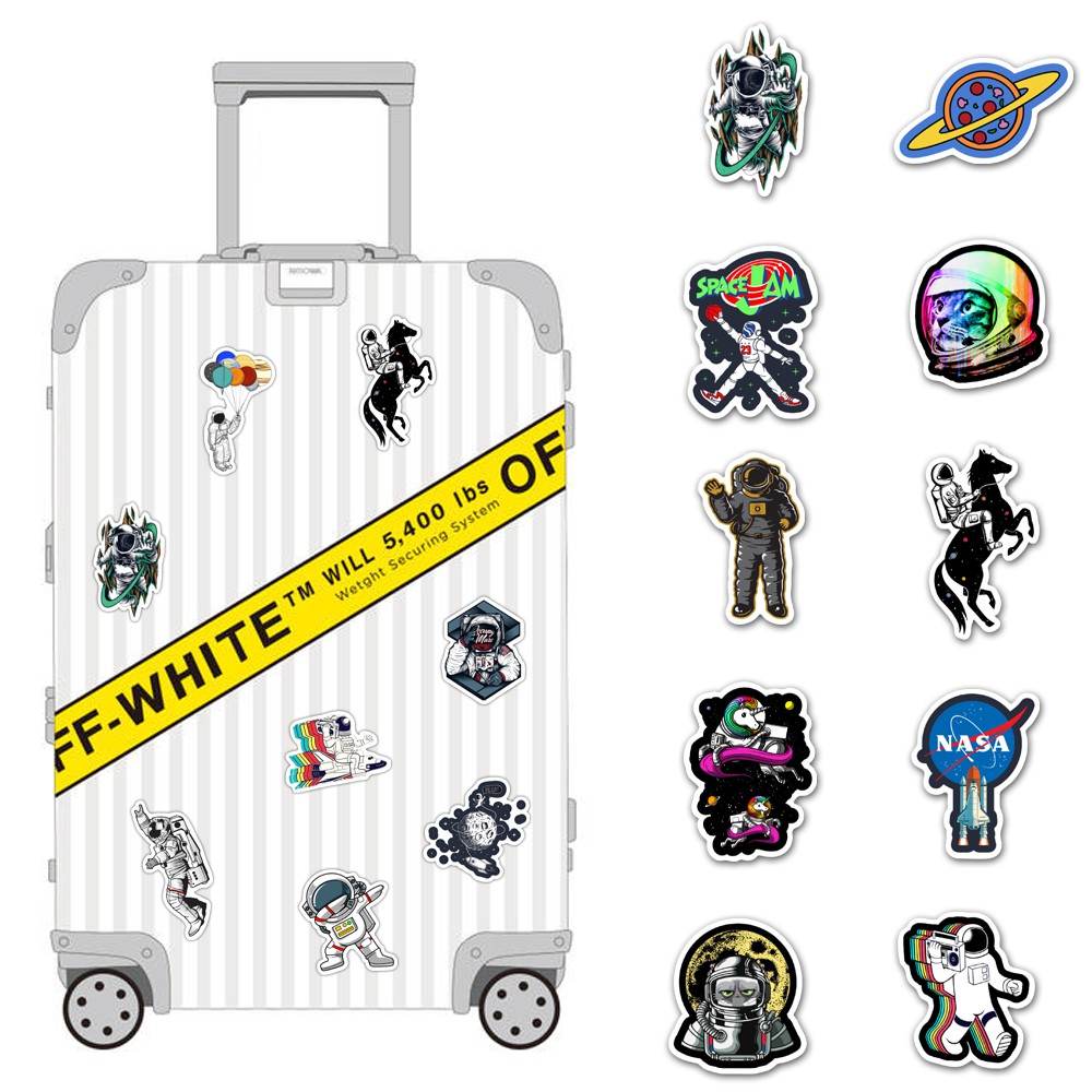 50pcs/set Stiker Motif Kartun Astronot/Alien/Ufo/Roket Luar Angkasa Untuk Laptop/Macbook/Kulkas-5