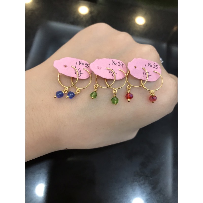 Anting gipsi gantung kristal emas asli kadar 700