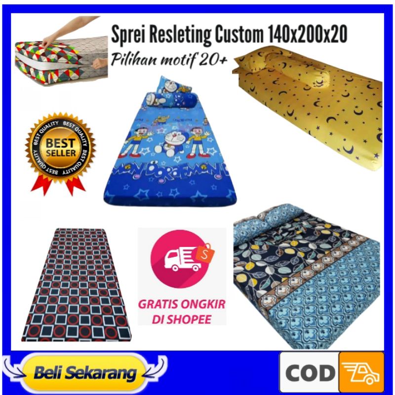 Sprei Tempat Tidur Resleting Kasur Busa Custom Ukuran 140X200X15 140X200X20